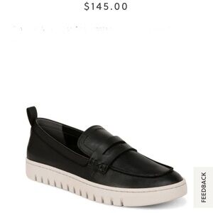 Vionic Black Leather Flats with Cream Sole
